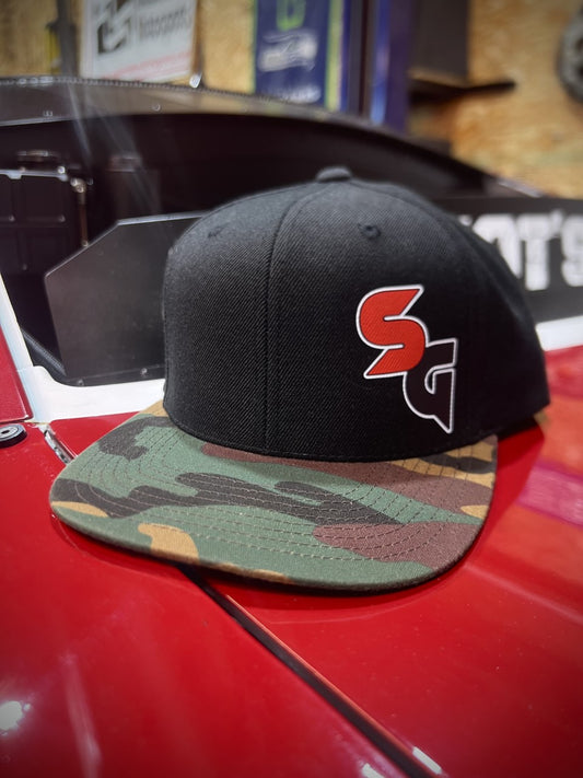 Skidiots Garage Camo/Black Snapback Hat